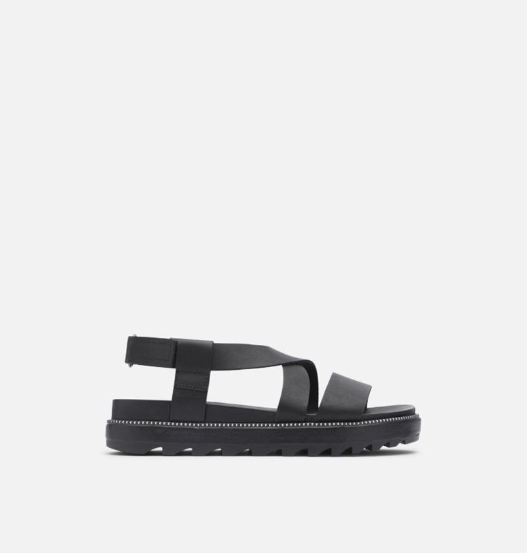 Sorel Roaming™ Criss Cross Flat - Womens Sandals Black - 956428DFG